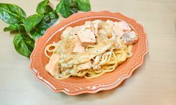 鮭のなめ茸クリームパスタ