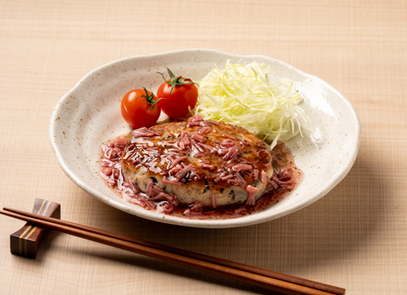 三島のゆかり®使用なめ茸のひじきヘルシーハンバーグ