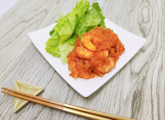 サルサソースで作るエビチリ