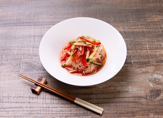 シャキシャキ野菜のトマトスープそうめん