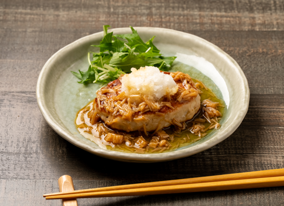 岩下の新生姜入りなめ茸の和風ハンバーグ