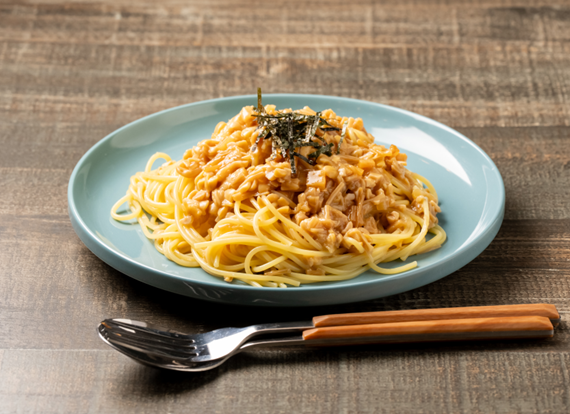岩下の新生姜入りなめ茸 納豆パスタ