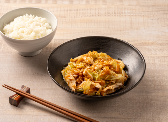 キャベツと鶏ささみ レンチンなめ茸和え