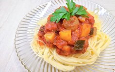 ラタトゥイユの冷製とトマトパスタ